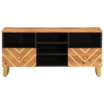 Sarlat Mangowood TV Stand 2 Drawers 4 Shelves In Brown And Black