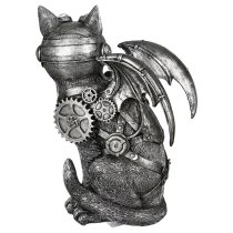 Ocala Polyresin Steampunk Cat Sculpture In Silver