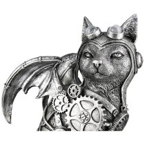 Ocala Polyresin Steampunk Cat Sculpture In Silver