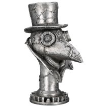 Ocala Polyresin Steampunk Crow Sculpture In Silver