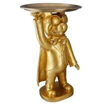 Ocala Polyresin Hero Dog With Tray Standing Sculpture In Gold