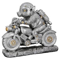 Ocala Polyresin Steampunk Motor Sculpture In Silver