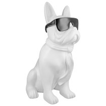 Ocala Polyresin Cool Dog Sitting Sculpture In White