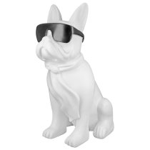 Ocala Polyresin Cool Dog Sitting Sculpture In White