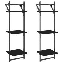 Destin Set Of 2 Wooden Wall Shelf 3-Tier In Black