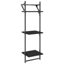 Destin Set Of 2 Wooden Wall Shelf 3-Tier In Black