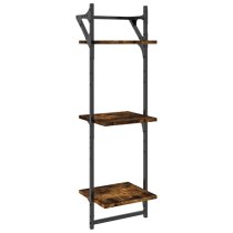 Destin Set Of 2 Wooden Wall Shelf 3-Tier In Smoked Oak