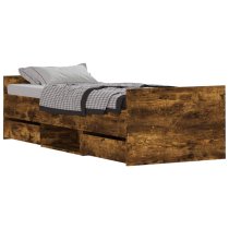 Carpi Wooden Single Bed With 4 Drawers in Smoked Oak