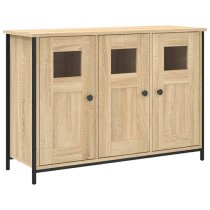 Ambon Wooden Sideboard With 3 Doors In Sonoma Oak