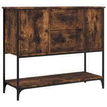 Ambon Wooden Sideboard With 2 Doors 2 Drawers In Smoked Oak