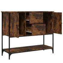 Ambon Wooden Sideboard With 2 Doors 2 Drawers In Smoked Oak