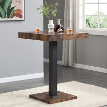 Topaz Rustic Oak Wooden Bar Table With 2 Coco Black Stools