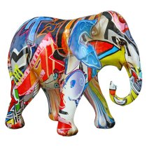 Ocala Polyresin Elephant Sculpture In Multicolour