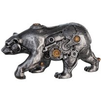 Ocala Polyresin Steampunk Bear Sculpture In Silver