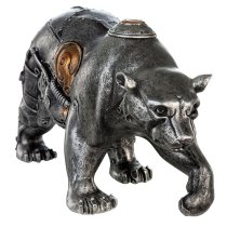 Ocala Polyresin Steampunk Bear Sculpture In Silver