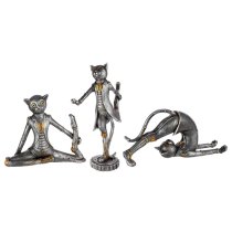 Ocala Polyresin Steampunk Cat Yoga Sculpture In Silver