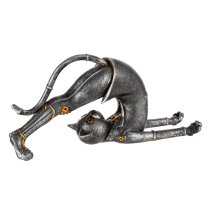 Ocala Polyresin Steampunk Cat Yoga Sculpture In Silver