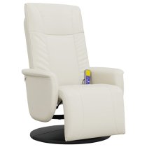 Madera Faux Leather Recliner Chair With Footrest In Cream