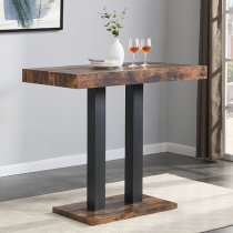 Caprice Small Rustic Oak Wooden Bar Table 4 Ripple Grey Stools