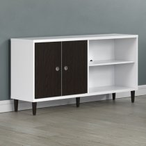 Elko Wooden TV Stand With 2 Dark Brown Doors In Matt White