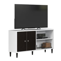 Elko Wooden TV Stand With 2 Dark Brown Doors In Matt White