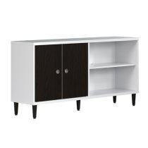 Elko Wooden TV Stand With 2 Dark Brown Doors In Matt White