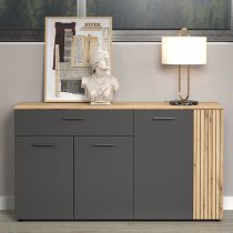 Eilat Wooden Sideboard In Anthracite And Evoke Oak