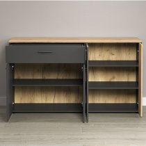 Eilat Wooden Sideboard In Anthracite And Evoke Oak