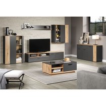 Eilat Wooden Sideboard In Anthracite And Evoke Oak