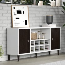 Elko Wooden Sideboard With 2 Dark Brown Doors In Matt White