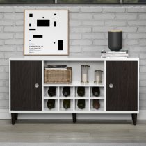 Elko Wooden Sideboard With 2 Dark Brown Doors In Matt White