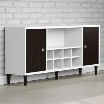 Elko Wooden Sideboard With 2 Dark Brown Doors In Matt White