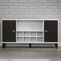 Elko Wooden Sideboard With 2 Dark Brown Doors In Matt White