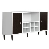 Elko Wooden Sideboard With 2 Dark Brown Doors In Matt White