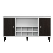 Elko Wooden Sideboard With 2 Dark Brown Doors In Matt White