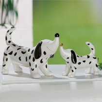 Moline Ceramics Dog Clouse Sculpture In White And Black