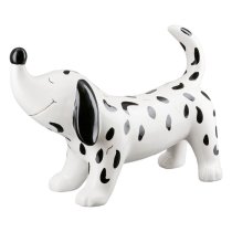 Moline Ceramics Dog Clouse Sculpture In White And Black