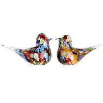 Newark Glass Bird Florale Sculpture In Multicolour