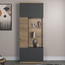 Narva Wooden Display Cabinet In Evoke Oak With LED