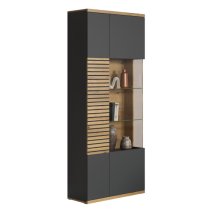 Narva Wooden Display Cabinet In Evoke Oak With LED