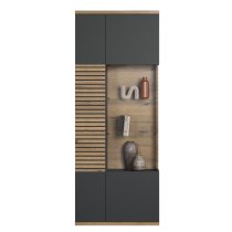 Narva Wooden Display Cabinet In Evoke Oak With LED