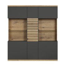 Narva Wooden Highboard With 2 Doors In Evoke Oak With LED