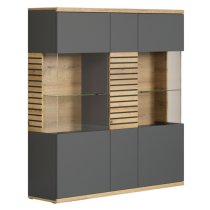 Narva Wooden Highboard With 2 Doors In Evoke Oak With LED