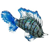 Newark Glass Fish Barracuda Sculpture In Blue And Green