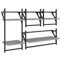 Quito Wooden 4 Piece Set Of Wall Shelf In Grey Sonoma Oak