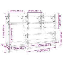 Quito Wooden 4 Piece Set Of Wall Shelf In Grey Sonoma Oak