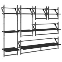 Quito Wooden 6 Piece Set Of Wall Shelf In Black