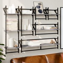 Quito Wooden 6 Piece Set Of Wall Shelf In Grey Sonoma Oak