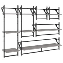 Quito Wooden 6 Piece Set Of Wall Shelf In Grey Sonoma Oak