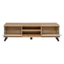 Barrie Wooden TV Stand With 2 Flap Doors In Matt Grey